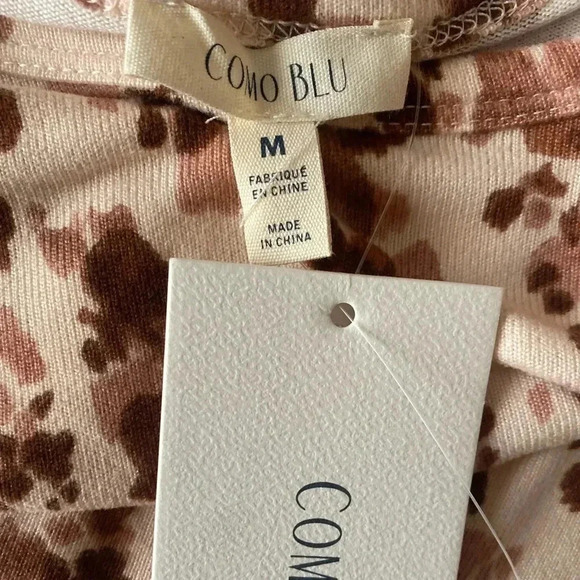 💥🆕 Como Blu Smocked All Over Print Short Sleeve Top M🆕 - Picture 8 of 10